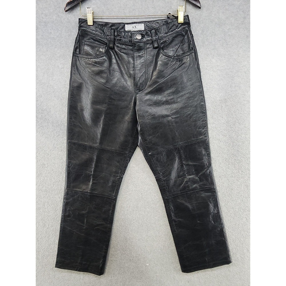 Armani Exchange 100% Black Leather Jeans Mens Size 30 + Lining Excellent Shape